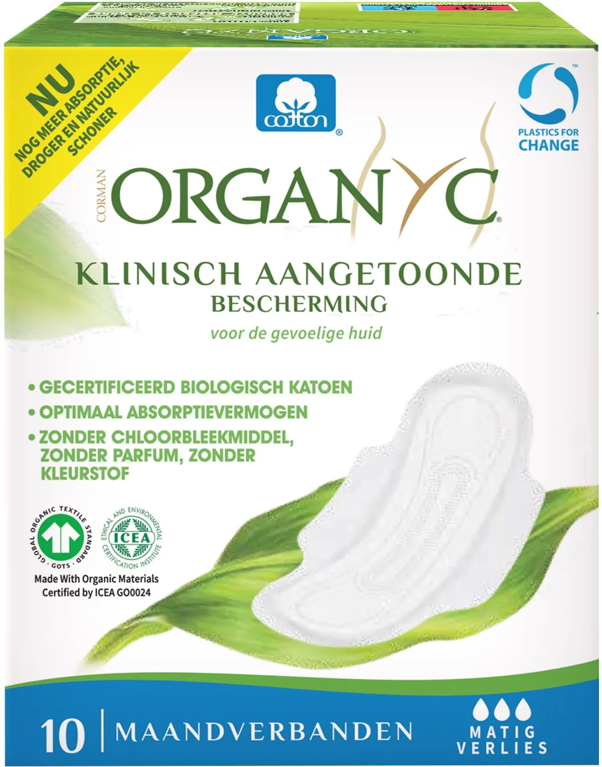 Organyc Maandverbanden Normaal Verlies 10 Stuks