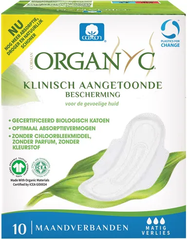 Organyc Maandverbanden Normaal Verlies 10 Stuks
