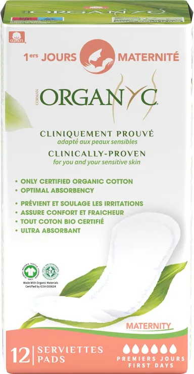 Organyc Serviettes Maternité Premiers Jours 12 Pièces