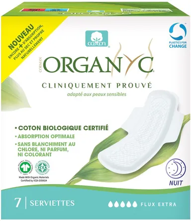 Organyc Serviettes Maxi Protection Nuit 10 Pièces