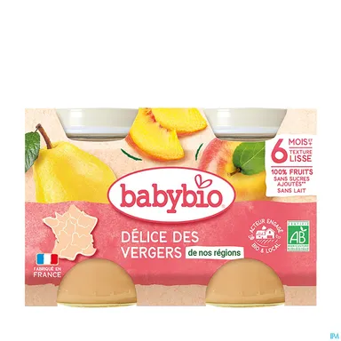 Babybio Petits Pots Délice Des Vergers +6Mois 2x130g