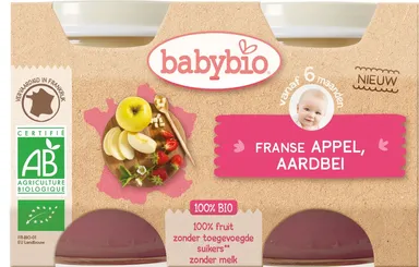 Babybio Potjes Appel Aardbei +6 Maanden 2x130 g