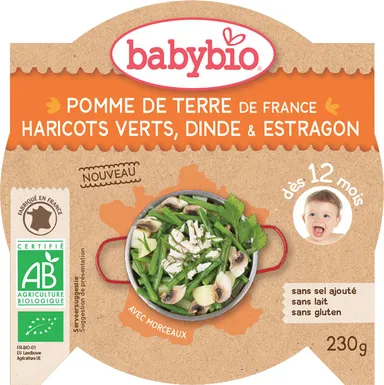 Babybio Assiètte Pomme De Terre Dinde Haricots +12Mois 230g