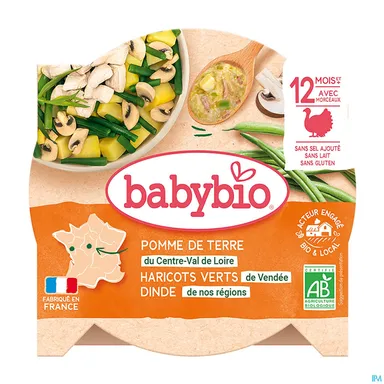 Babybio Assiette Pomme De Terre Dinde Haricots +12Mois 230g
