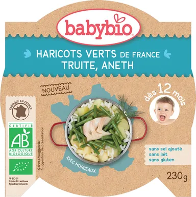 Babybio Assiette Haricots Verts Truite +12 Mois 230g