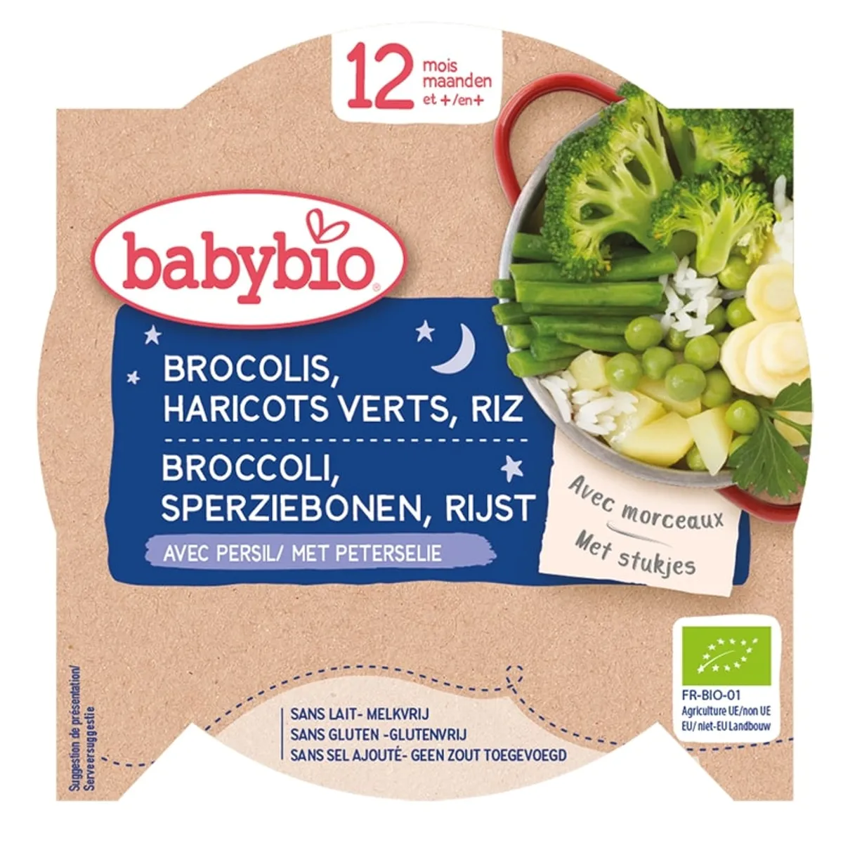 Babybio Assiette Soir Brocolis Haricots +12 Mois 230g