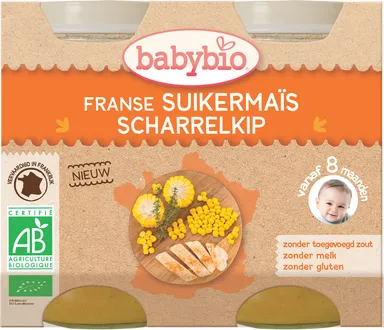 Babybio Potjes Zoete Maïs Kip +8 Maanden 2x200 g