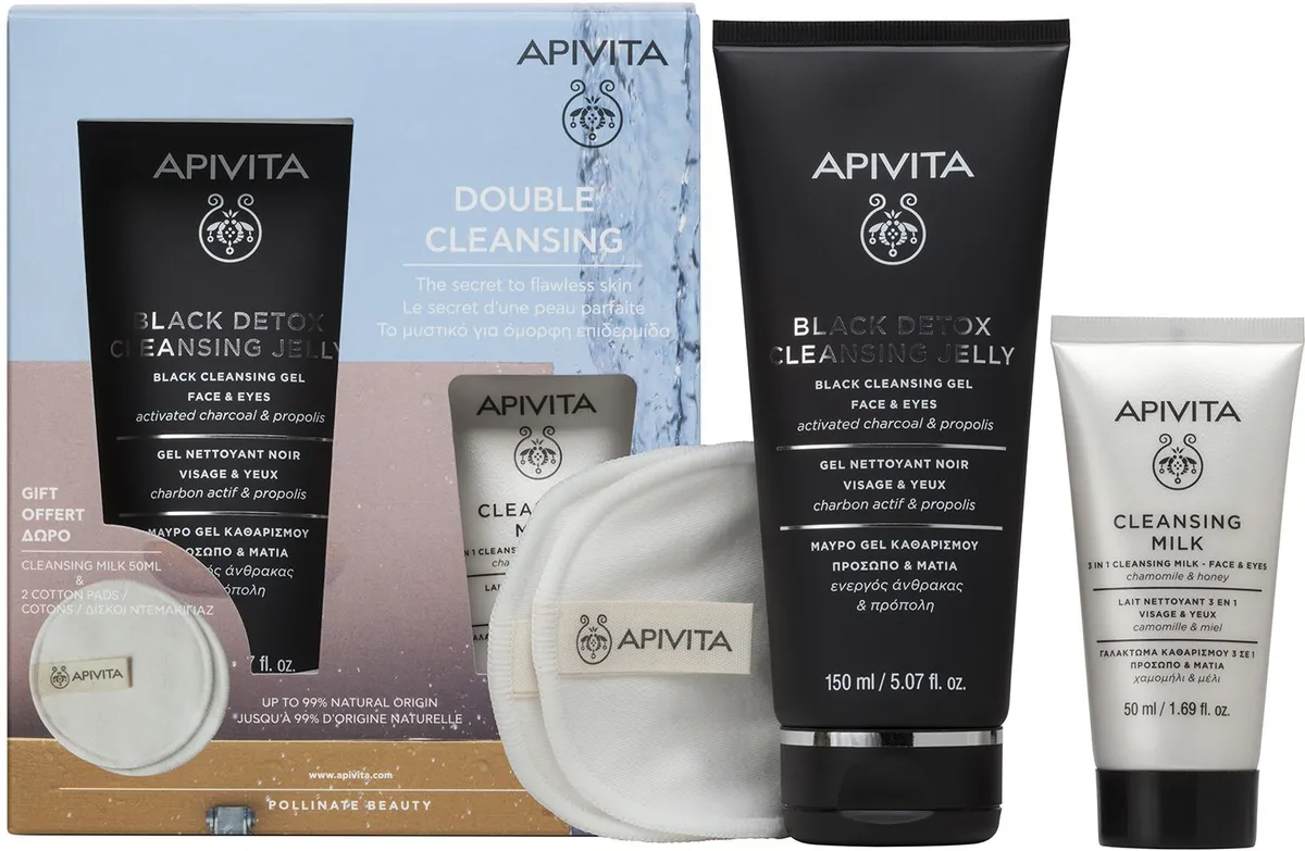 Apivita Dubbele Reiniging Zwart Detox & Melk