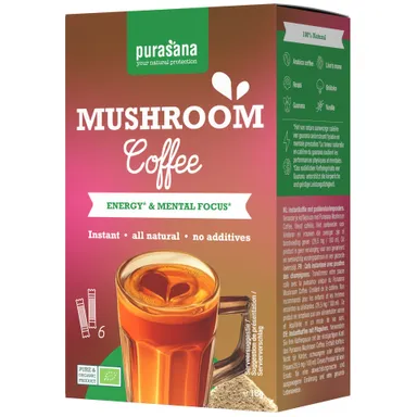 Purasana Mushroom Coffee Instantané Bio 6x3g