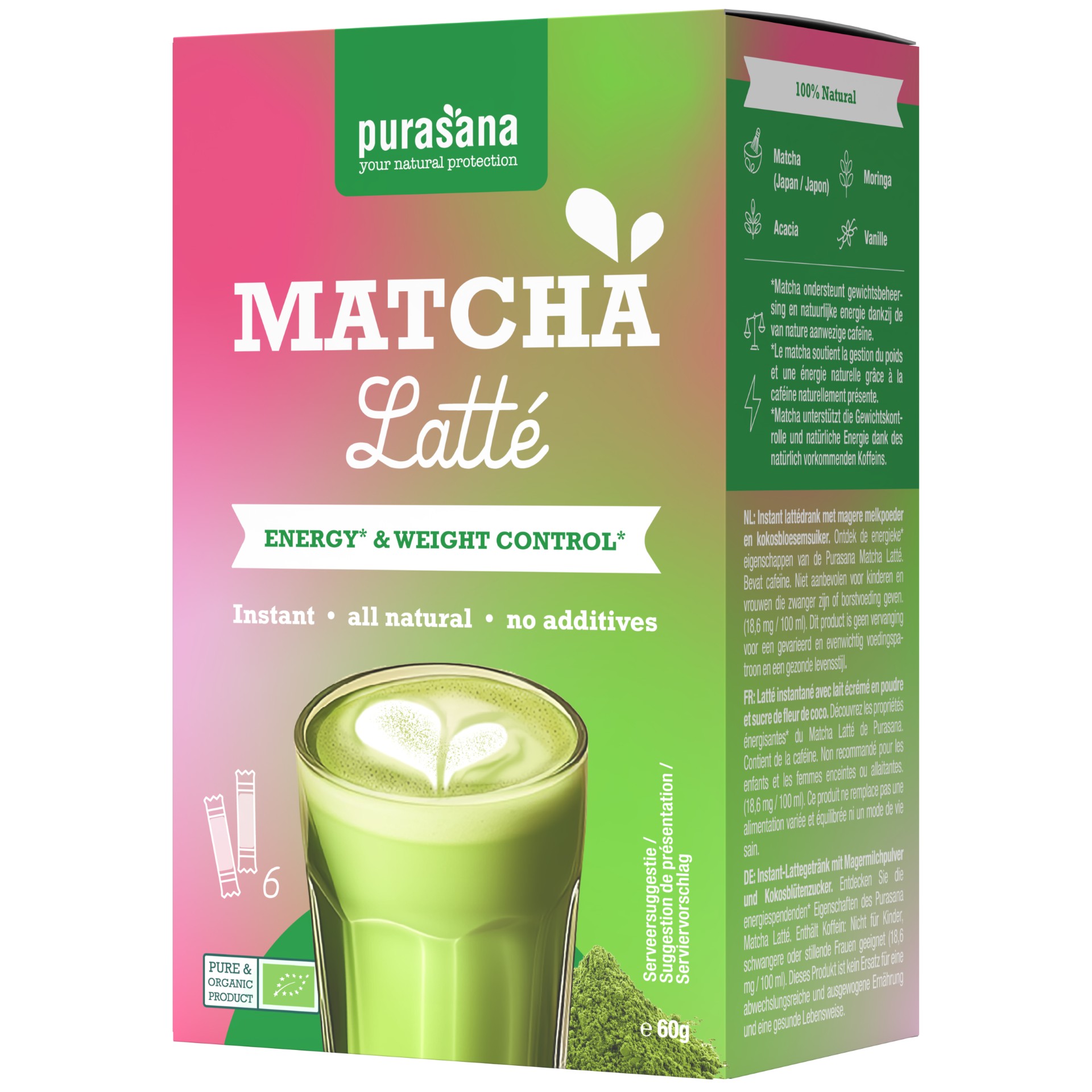 Purasana Matcha Instant Latte Bio 6x10 g - Purasana