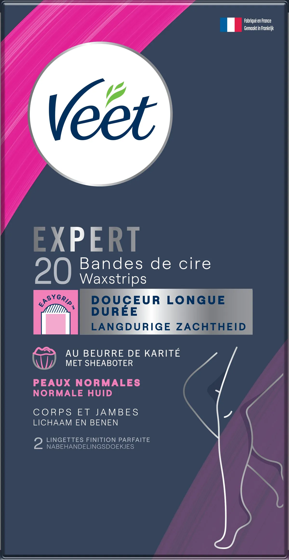 Veet Expert Bandes Cire Froide Peaux Normales 20 Bandes