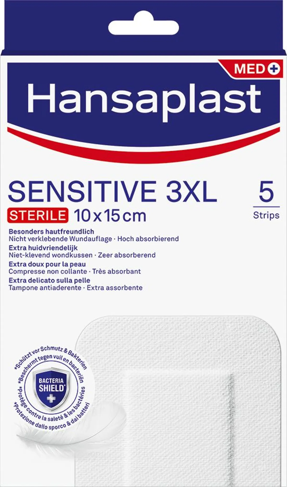 Hansaplast Sensitive Steriel 3XL 10x15 cm 5 Stuks