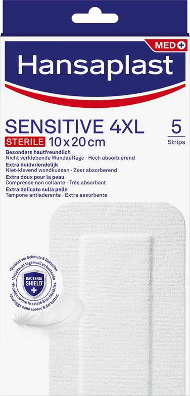 Hansaplast Sensitive Steriel 4XL 10x20 cm 5 Stuks