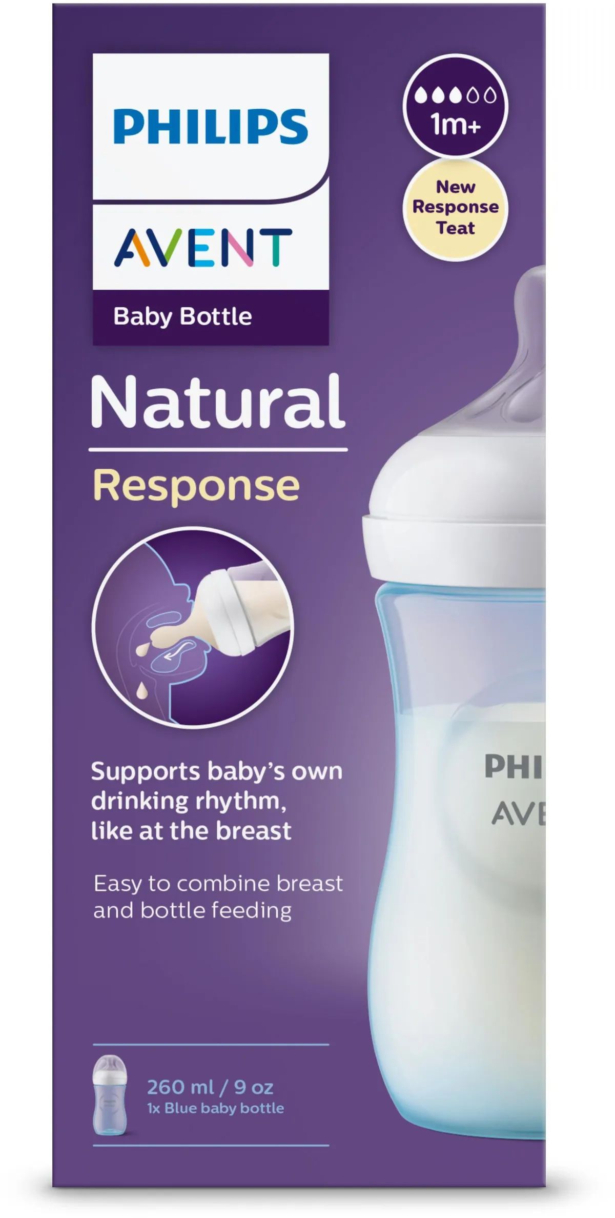 Philips Avent Biberon Natural Bleu 1M+ 260ml