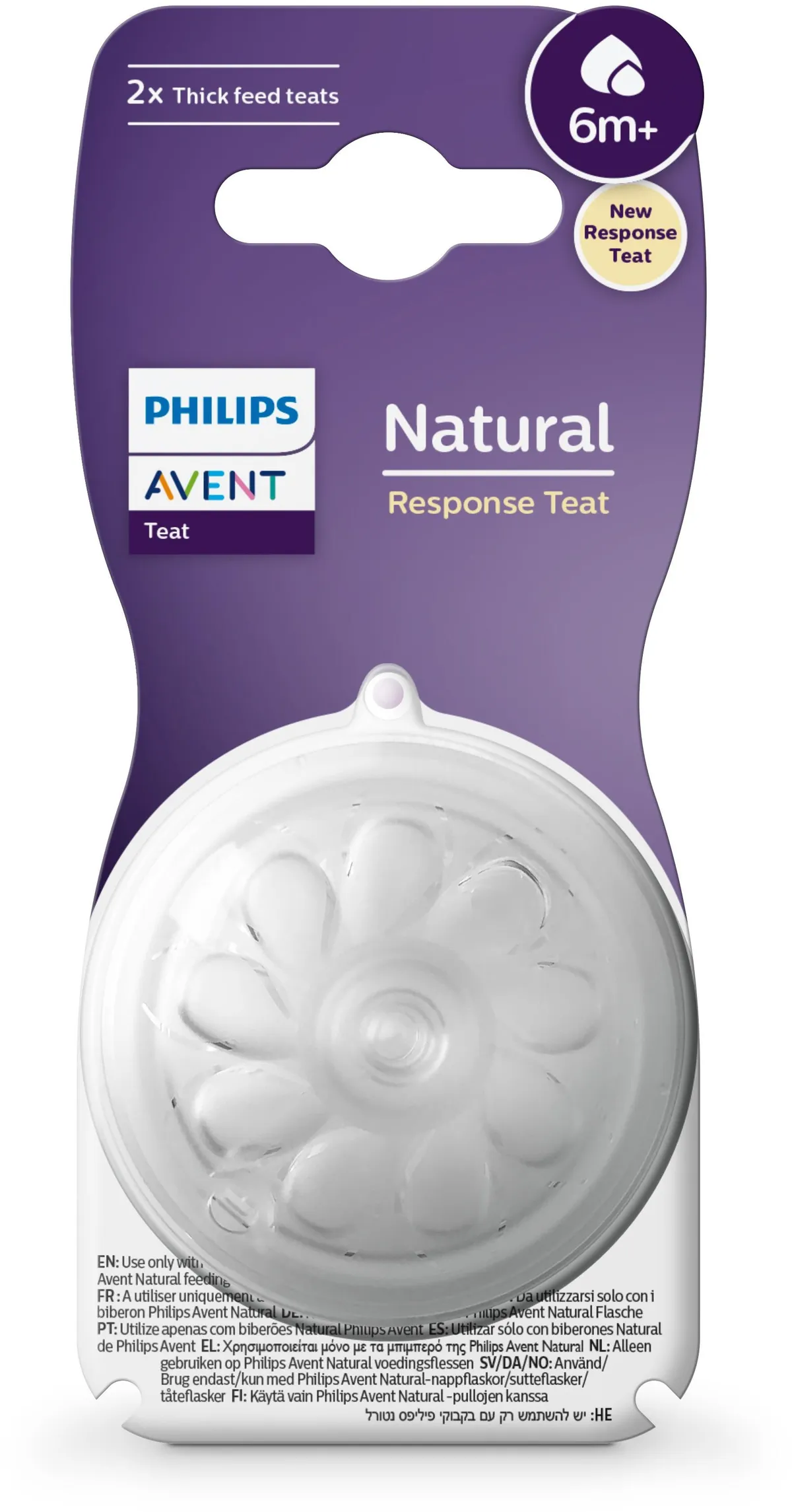 Philips Avent Tétine Naturelle Liquide Epais Débit 6 +6Mois 2 Pièces