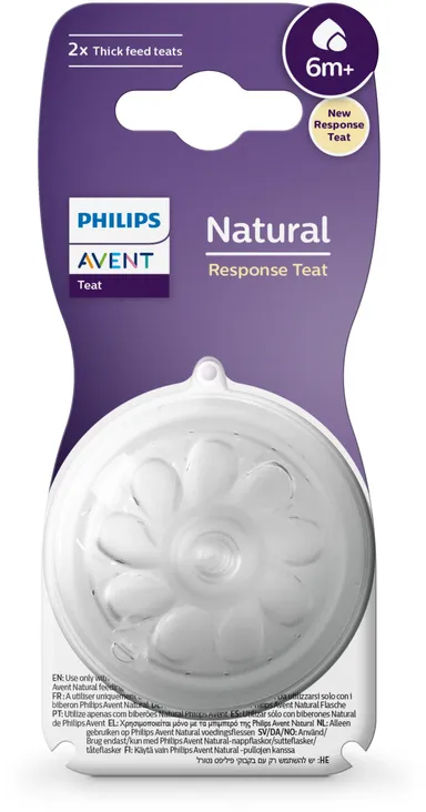 Philips Avent Tétine Naturelle Liquide Epais Débit 6 +6Mois 2 Pièces