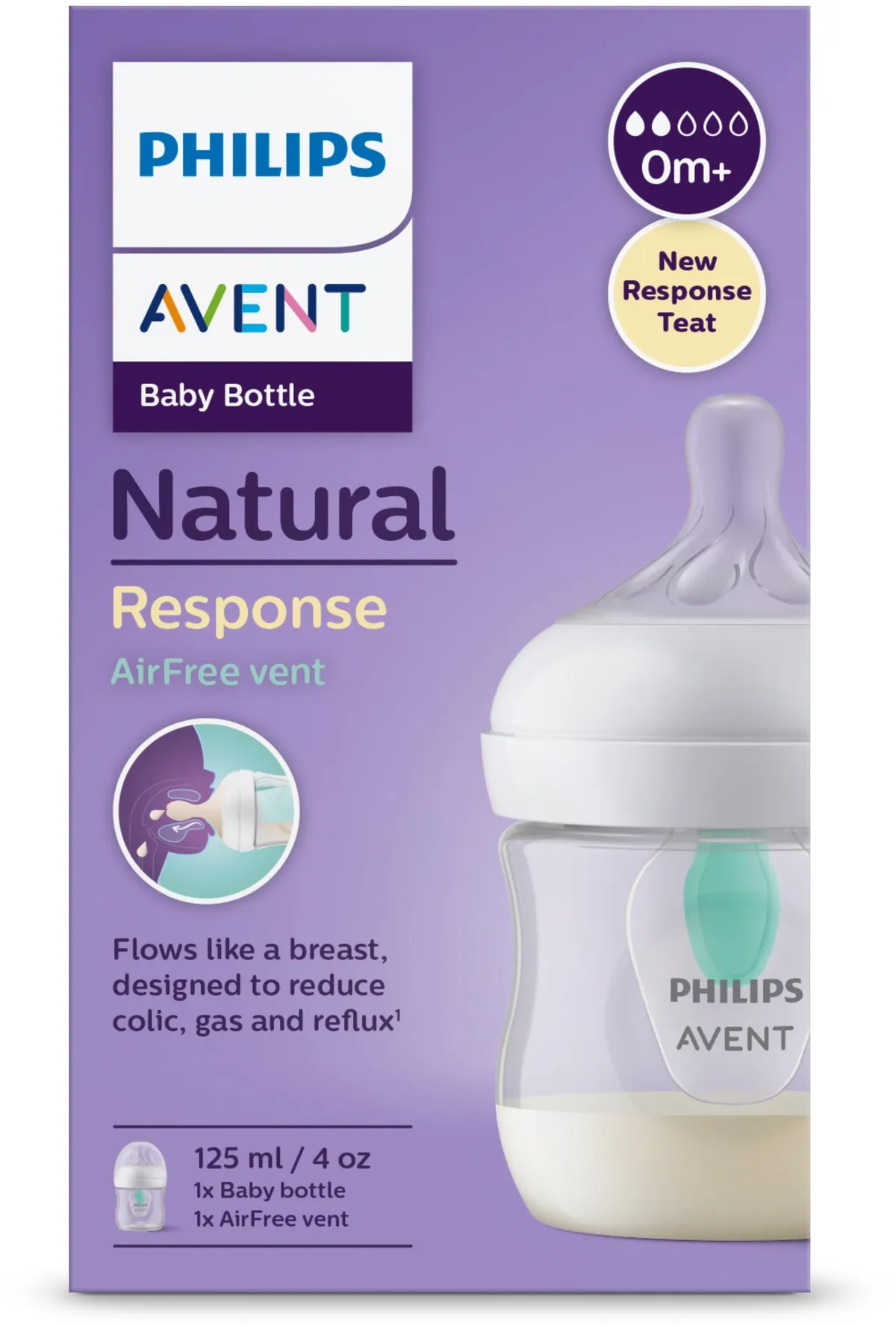 Philips Avent Biberon Natural Response AirFree Vent +0Mois 125ml