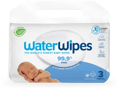 WaterWipes Reinigingsdoekjes Baby Biologisch Afbreekbaar 3x48 Doekjes