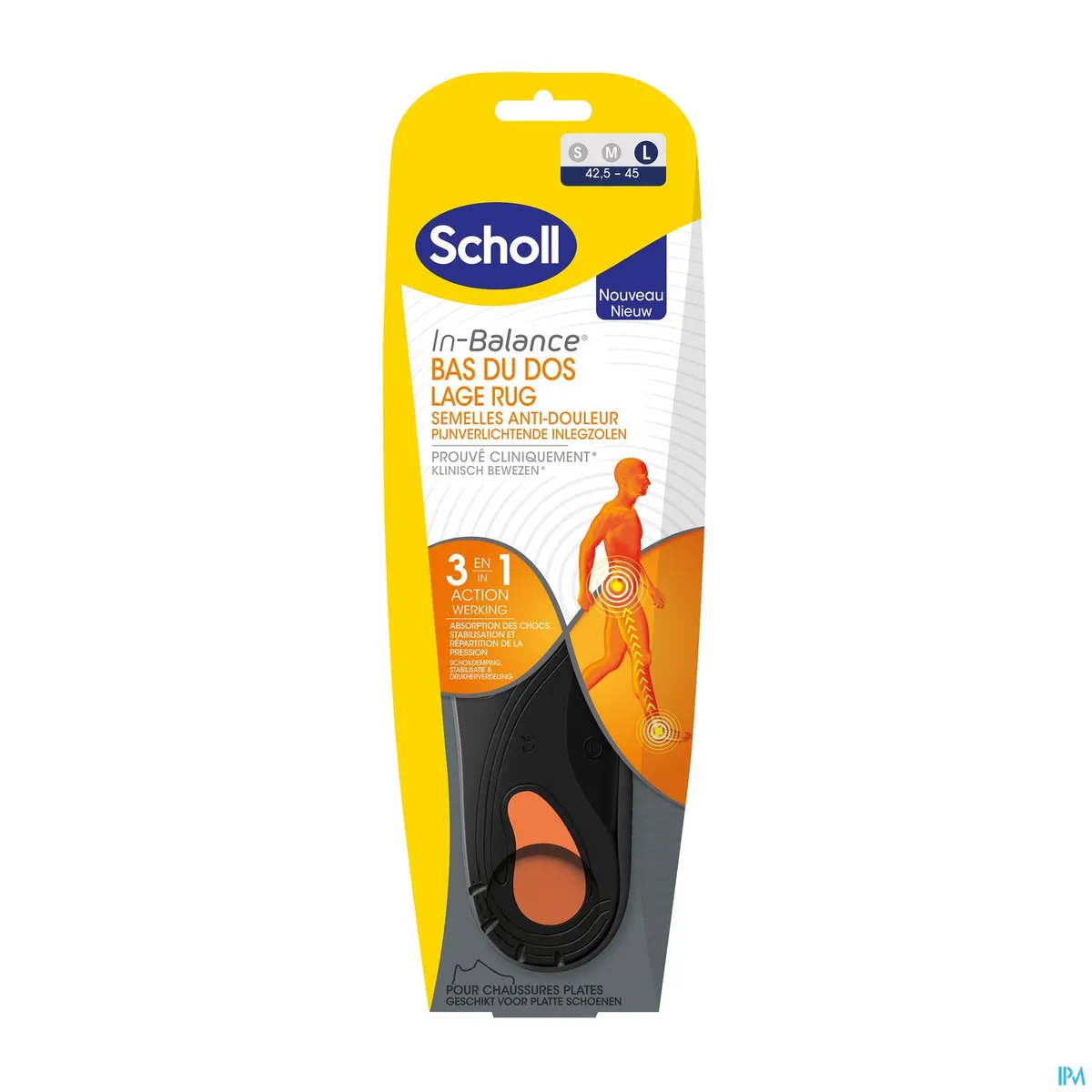 Scholl Semelles In-Balance Anti-Douleur Bas du Dos Large 1 Paire