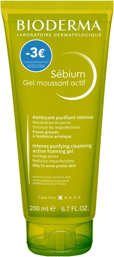 Bioderma Sebium Gel Moussant Actif 200ml (Promo -3 Euros)