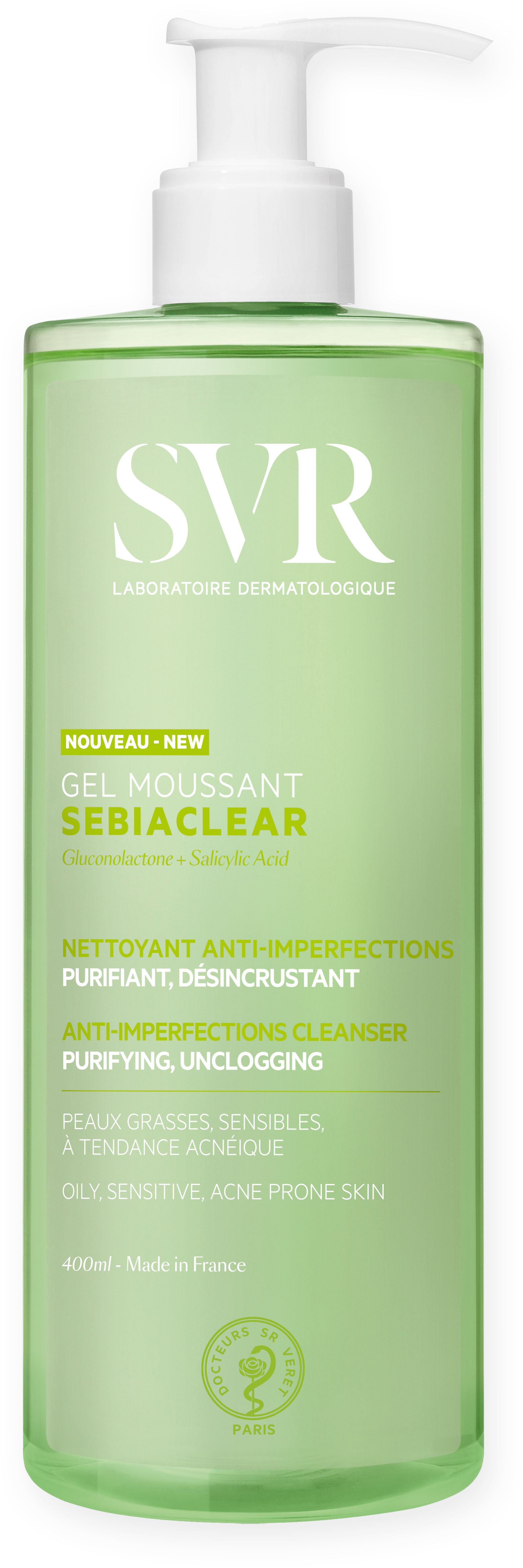 SVR Sebiaclear Gel Moussant 400ml (Nouvelle formule) - Acné ...