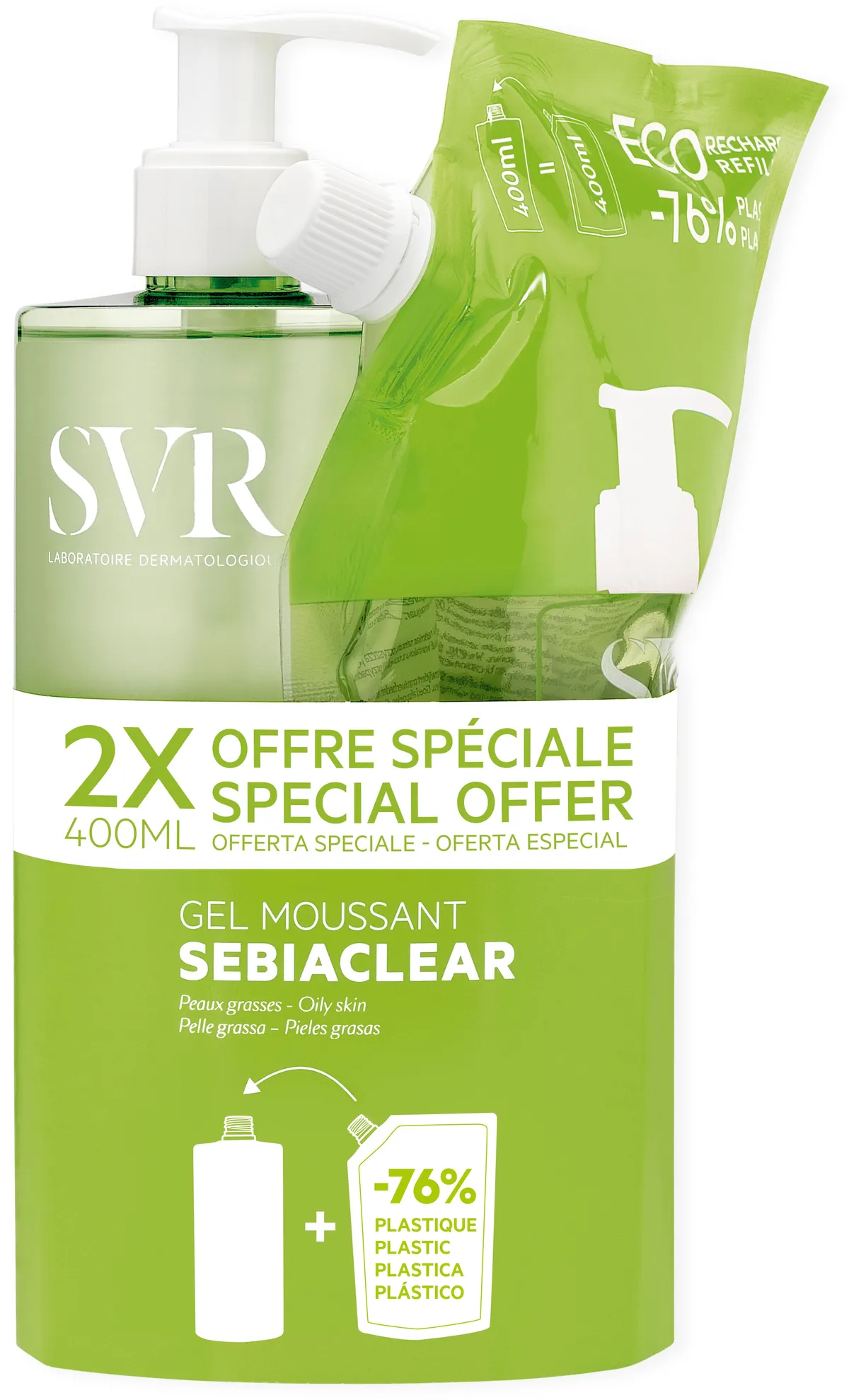 SVR Sebiaclear Gel 400 ml + Refill 400 ml