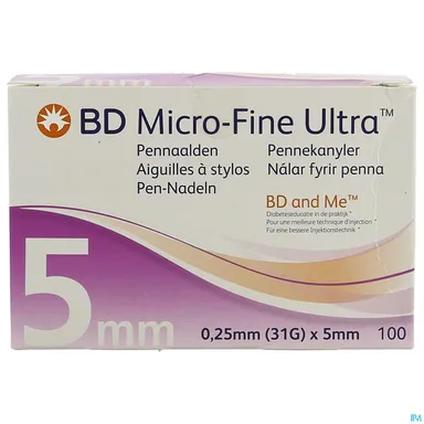 BD Micro-Fine Ultra Aiguilles à Stylos 0,25mmx5mm 100 Pièces