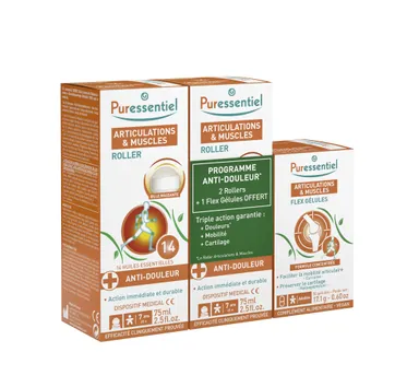 Puressentiel Articulations et Muscles Roller Duo 2x75ml + Flex 30 Gélules Gratuit