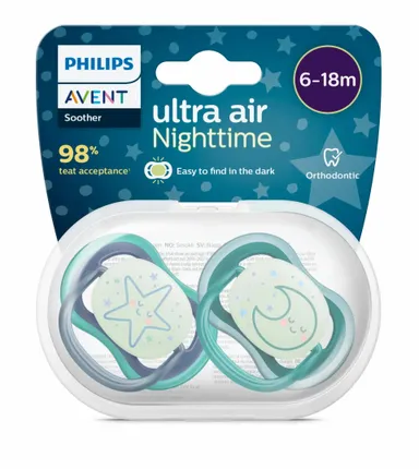 Philips Avent Fopspeen Ultra Air Nighttime +6 m 2 Stuks