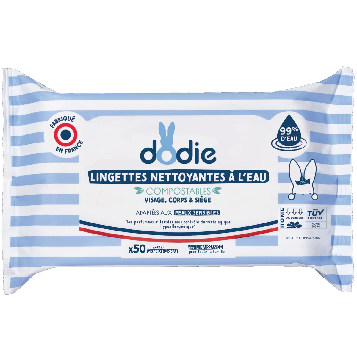 Dodie Lingettes Nettoyantes à l'Eau 50
