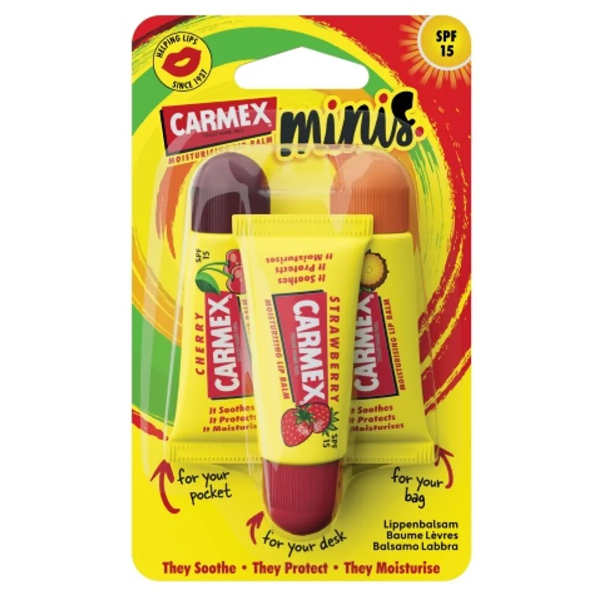 Carmex Minis Lippenbalsem 3 Tube Pack