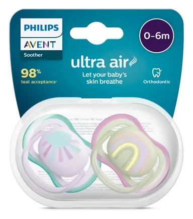 Philips Avent Fopspeen Ultra Air Zon & Regenboog Mix +0 m
