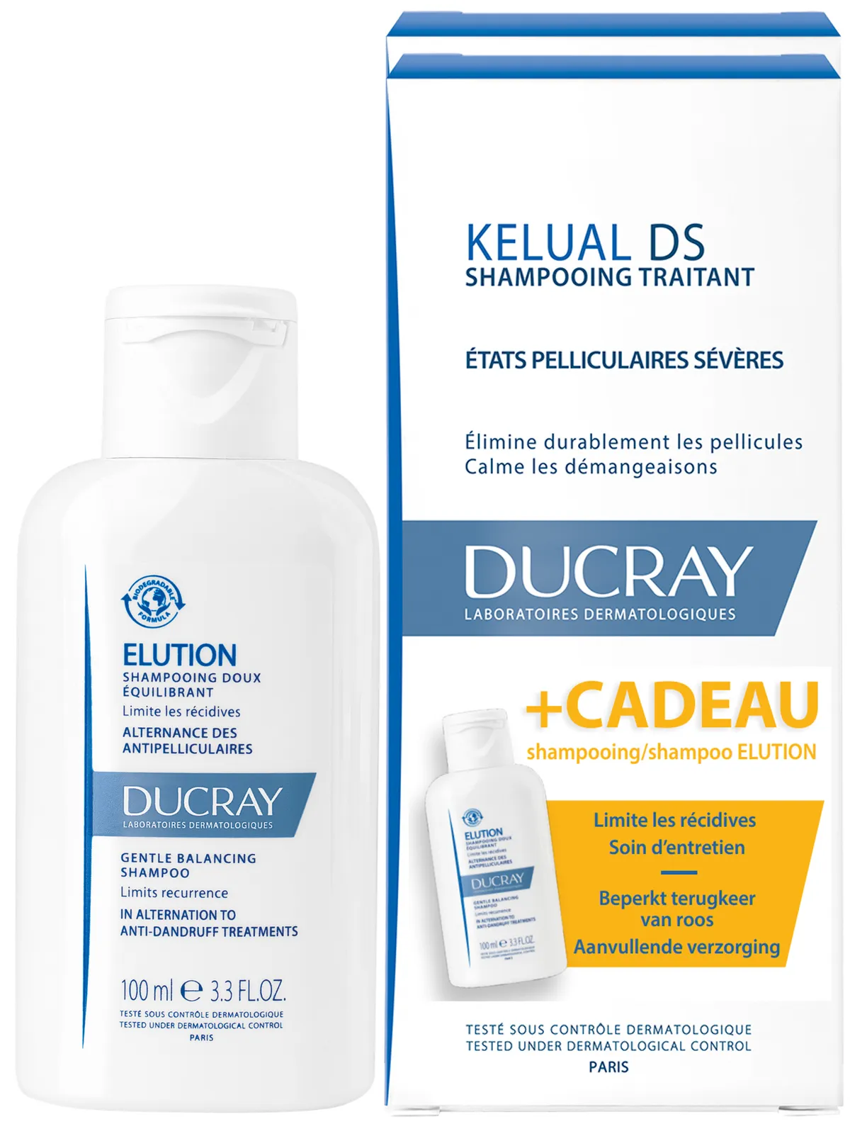 Ducray Kelual DS Behandelende Antiroosshampoo 2x100 ml + Uitloging 100 ml
