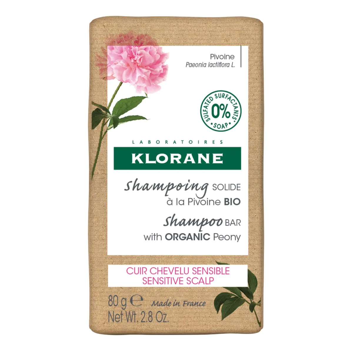 Klorane Bio Pioenroos Kalmerende Shampoobar Anti-Irritaties & Beschermend 80G