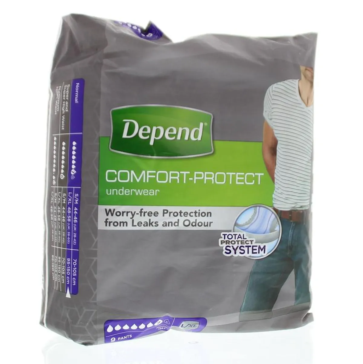 Depend Comfort-Protect Underwear L/XL 9 Stuks