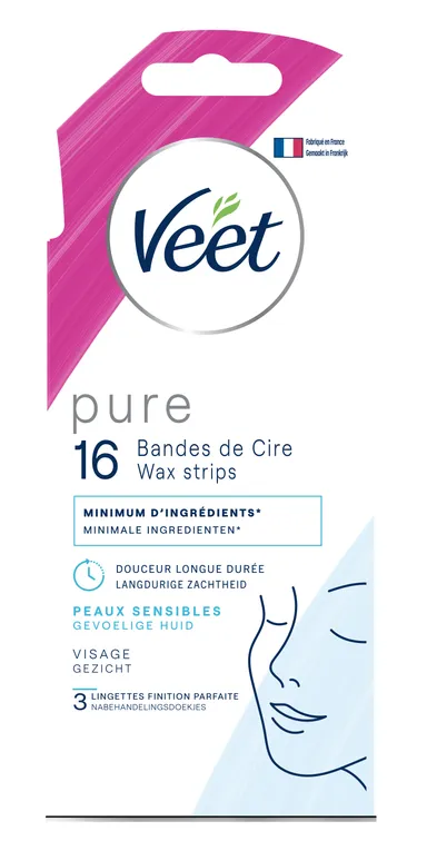 Veet Pure Koude Wasstrips Gezicht 16 Strips