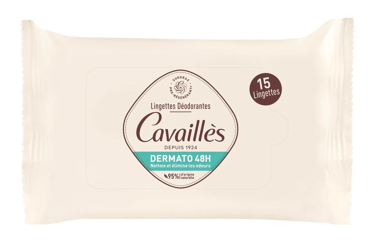 Rogé Cavaillès Lingettes Déodorantes Dermato 48H 15 Lingettes