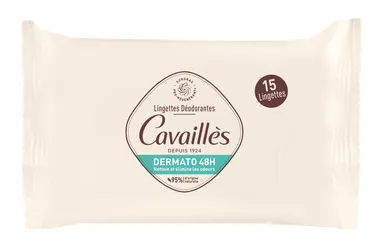 Rogé Cavaillès Lingettes Déodorantes Dermato 48H 15 Lingettes