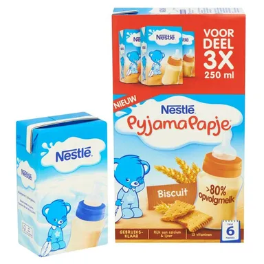 NESTLÉ PyjamaPapje® Biscuit 6+ maanden 3x250 ml
