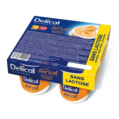 Delical Crème Dessert HP-HC Sans Lactose Abricot 4x125g