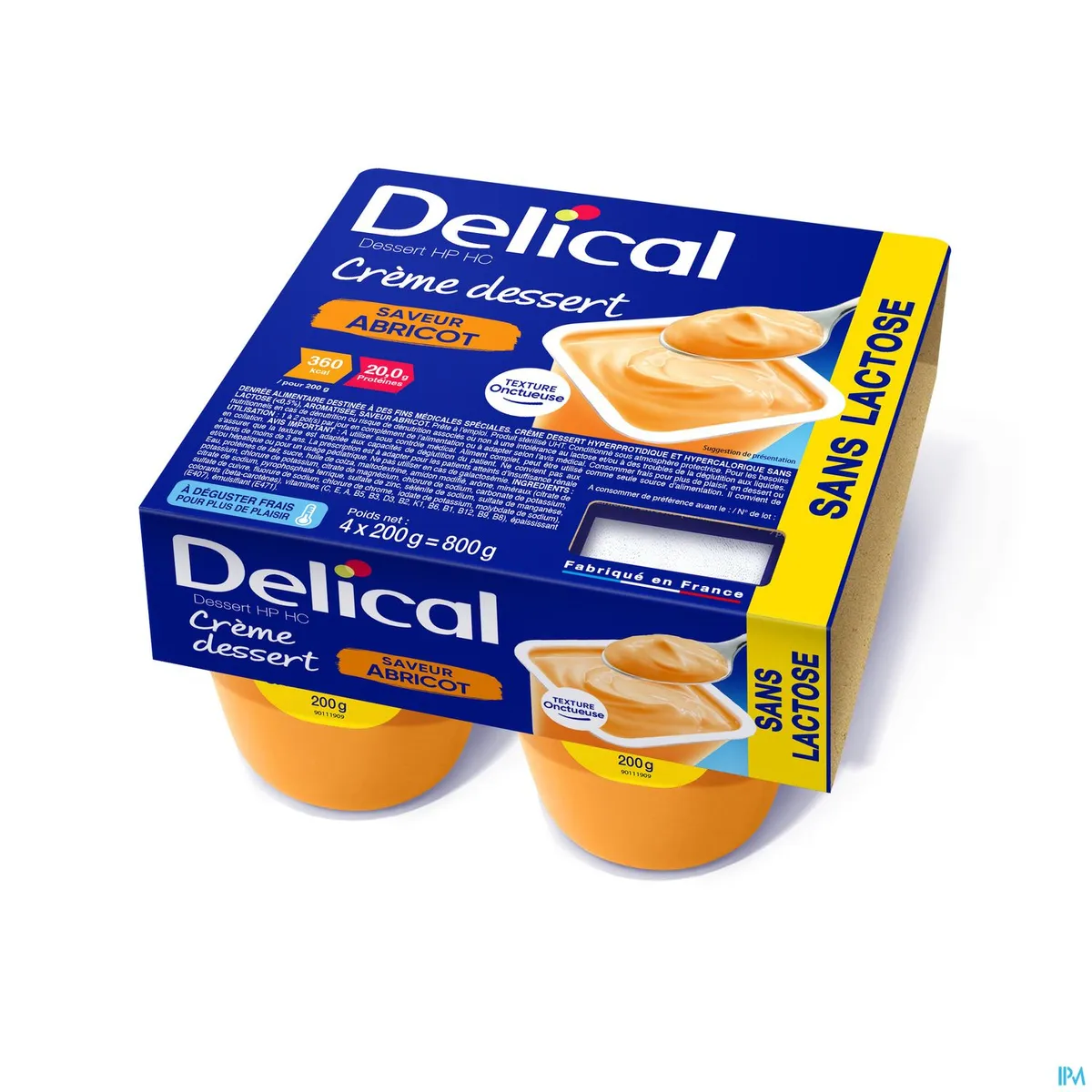Delical Roomdessert HP-HC Zonder Lactose Abrikoos 4x125g