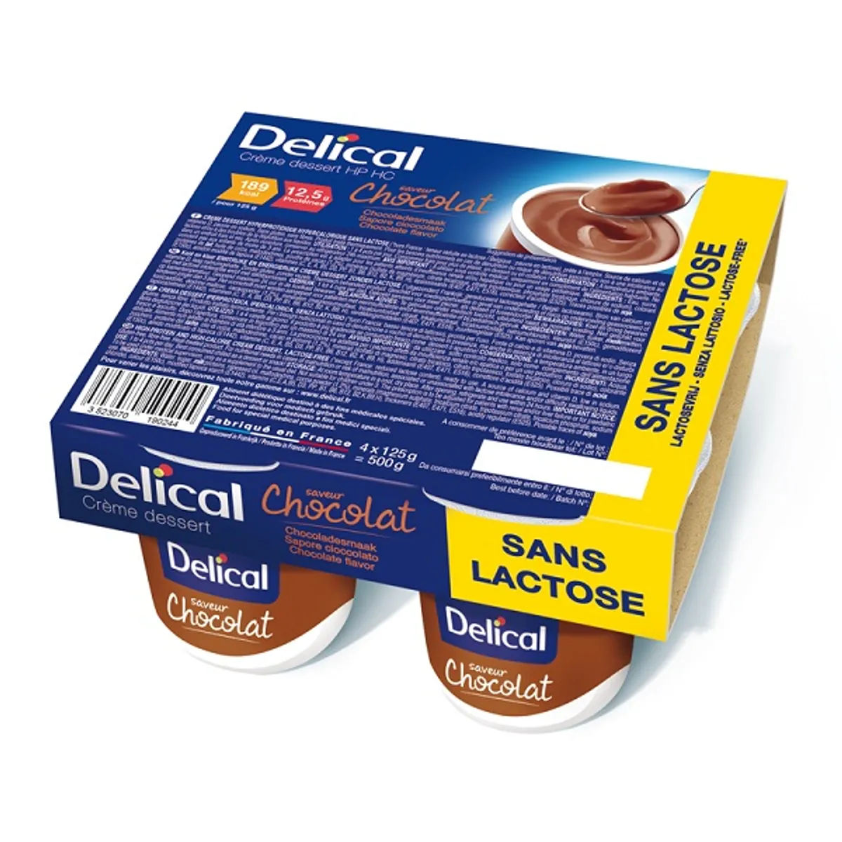 Delical Crème Dessert HP-HC Sans Lactose Chocolat 4x125g