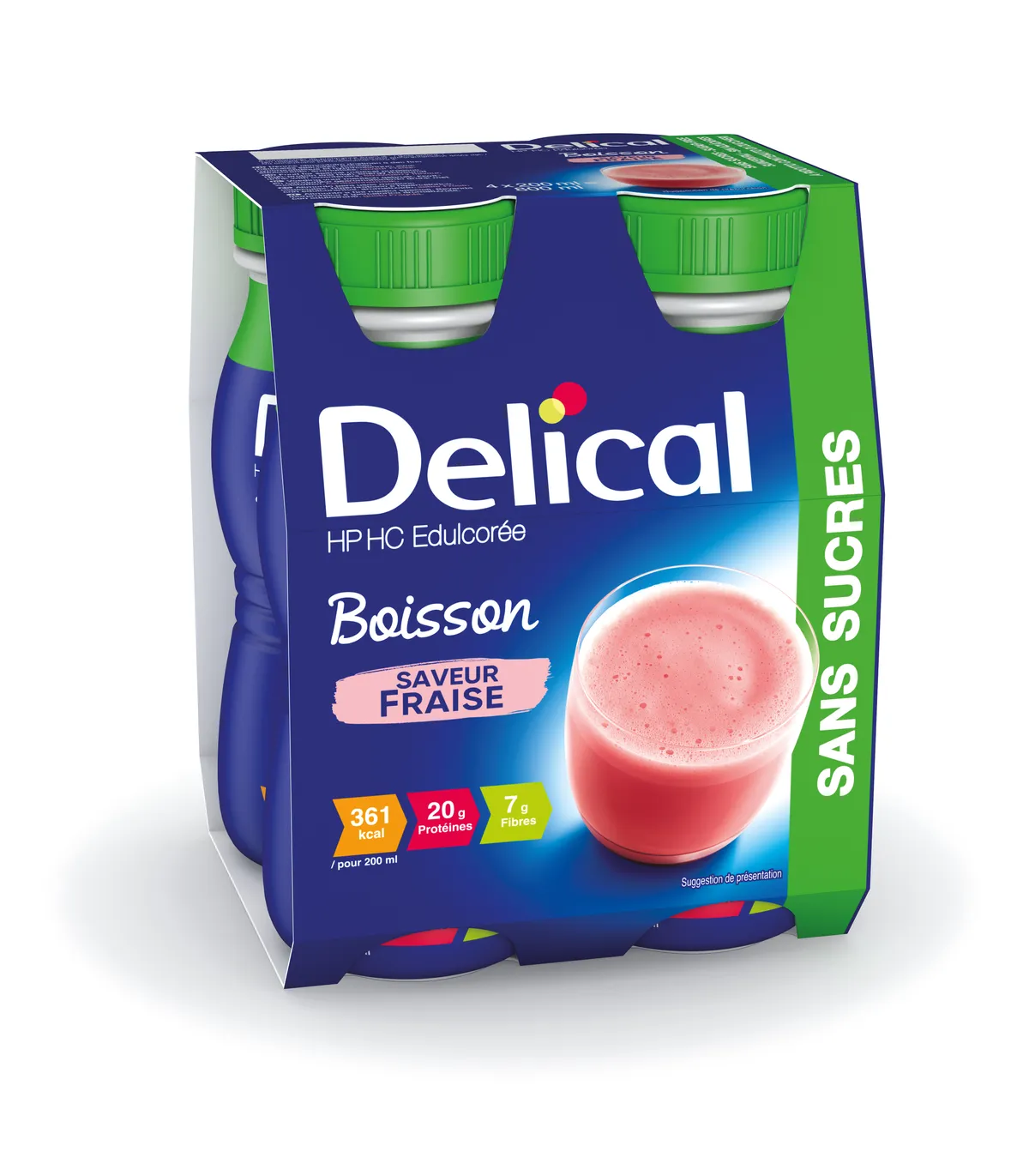 Delical Boisson Edulcorée HP-HC Fraise 4x200ml