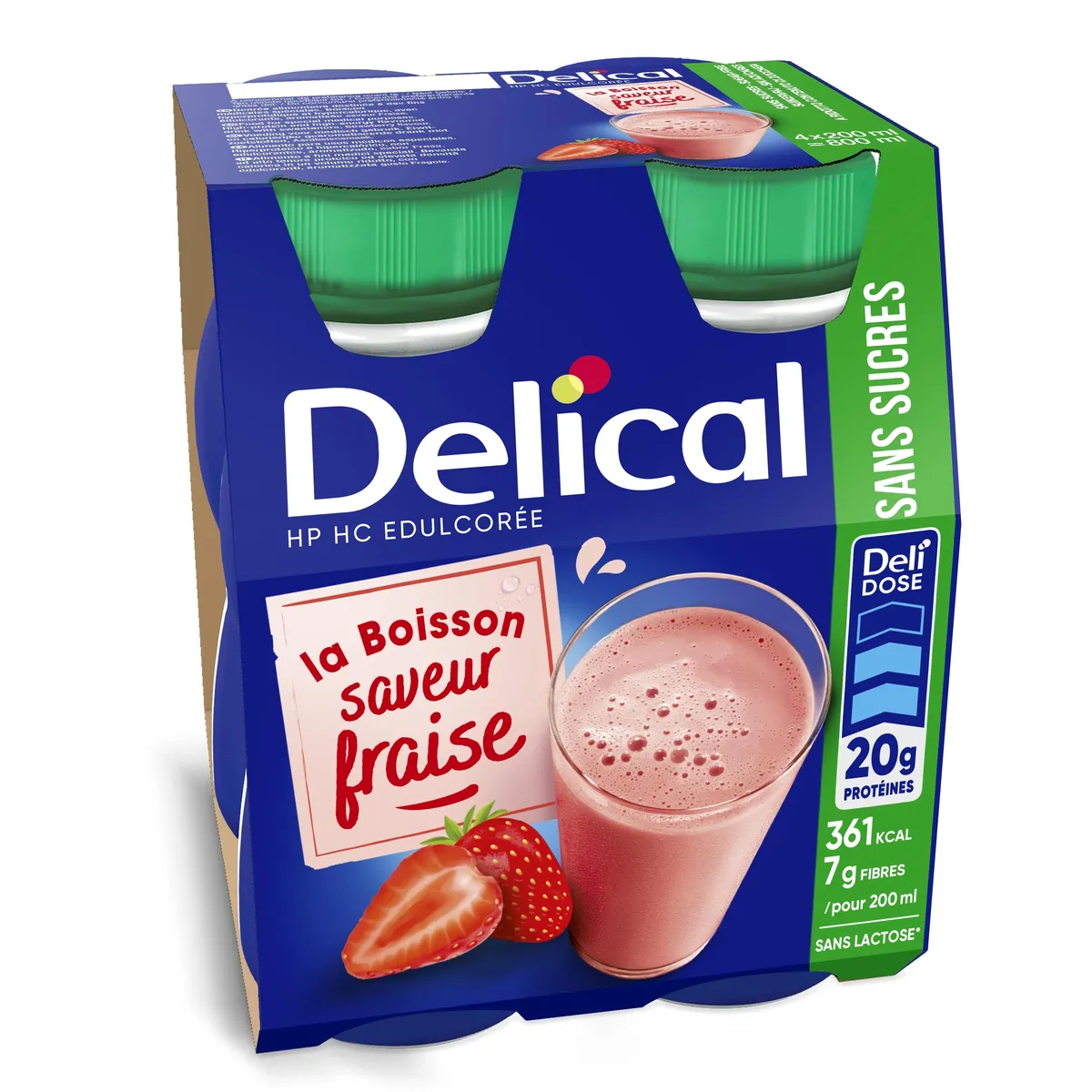 Delical Boisson Edulcorée HP-HC Fraise 4x200ml