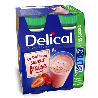 Delical Boisson Edulcorée HP-HC Fraise 4x200ml