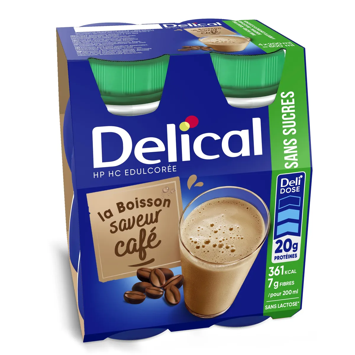 Delical Drank met zoetstof HP-HC Koffie 4x200ml