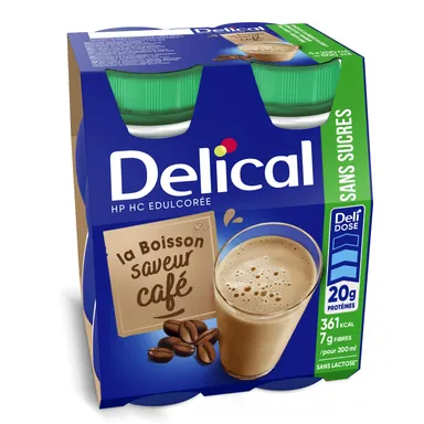 Delical Drank met zoetstof HP-HC Koffie 4x200ml