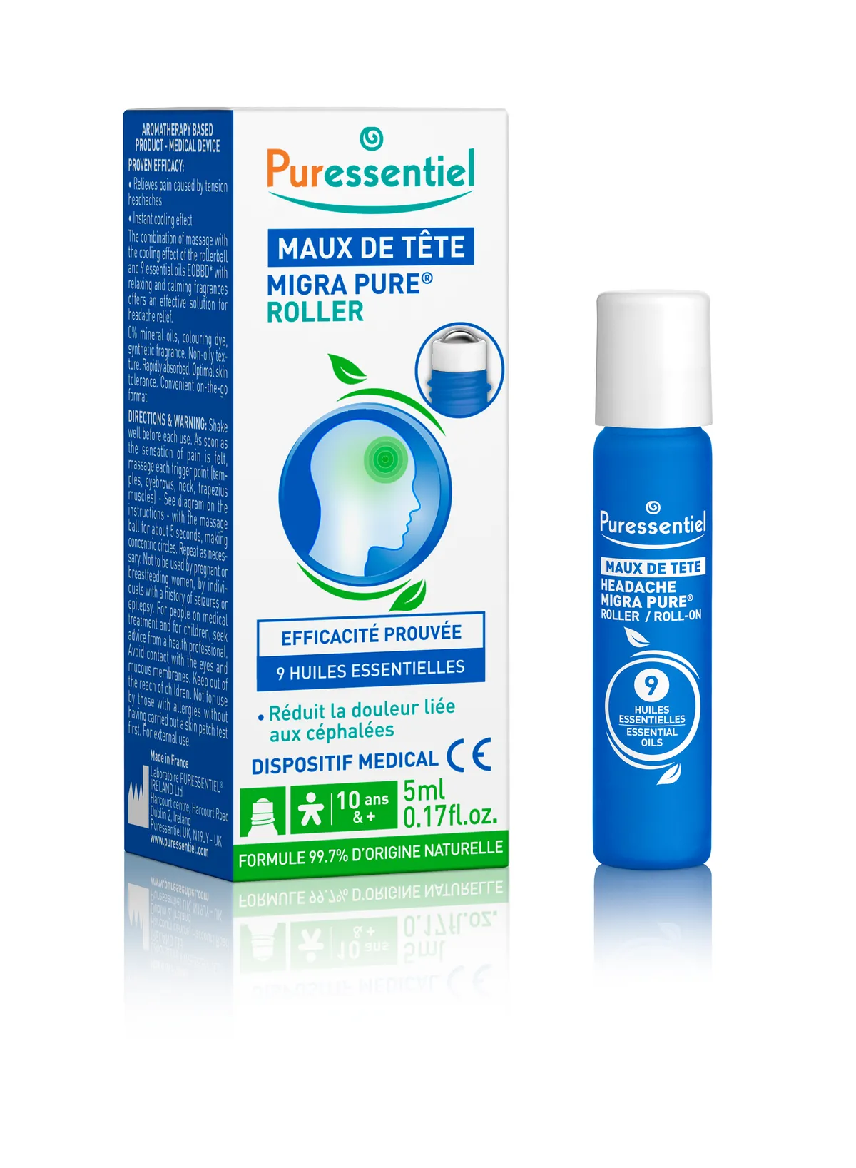 Puressentiel Maux Tete Roller 9 Huiles Essentielles 5ml