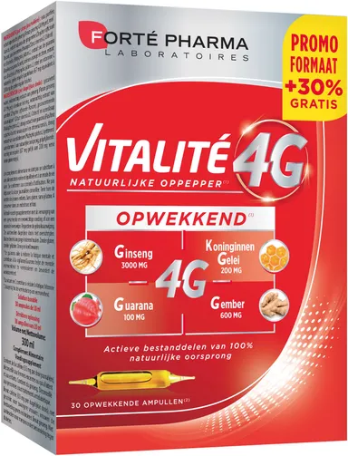 Forté Pharma Vitality 4G Opwekkend 30 Ampullen (waarvan 7 Gratis)