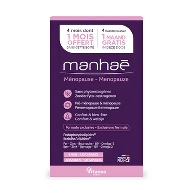 Manhaé Menopauze 4 maanden waarvan 1 maand Gratis 120 capsules